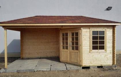 Dom drewniany - BEKASIK 576x300 17,3 m2 (8,1 m2 + wiata)