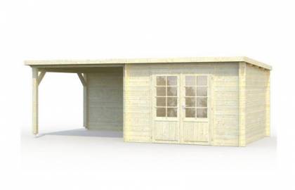 Domek drewniany - ROBERT E 614x320 20 m2 (10m2 + wiata)