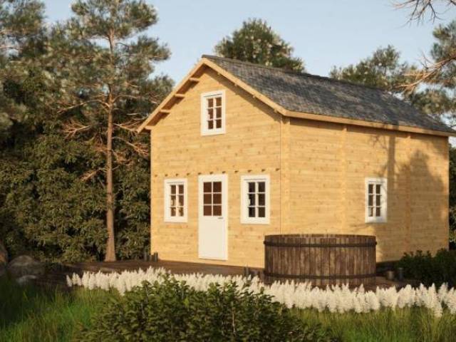 Dom drewniany - BOSTON II 500x700cm 35 m2, użytkowa 65 m2